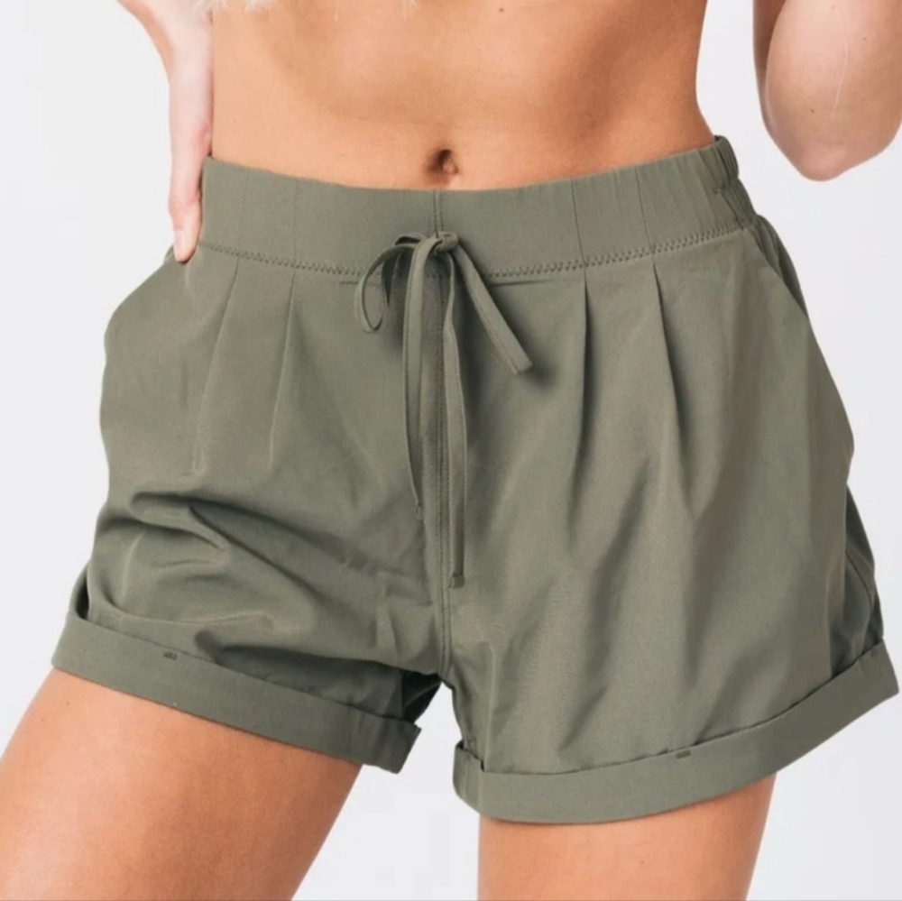 ZYIA High Waist Green Shorts with Lightweight Fabric